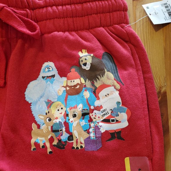 Rudolph the Red-Nosed Reindeer Adult Jogger Sweatpants - Red Size S - Picture 6 of 10